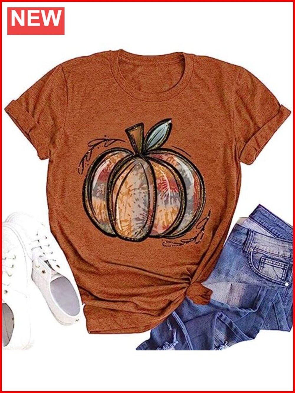 Women's Fall Pumpkin Graphic T-Shirt Short Sleeve Loose Fit Cotton Blend Tee
